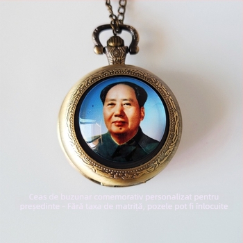 Ceas de buzunar memorial pentru președinte, cu fotografie personalizabilă, mecanism cuarț, carcasă din aliaj de zinc, motiv Eagle Eye, model DSD22-0195