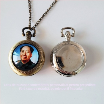 Ceas de buzunar memorial pentru președinte, cu fotografie personalizabilă, mecanism cuarț, carcasă din aliaj de zinc, motiv Eagle Eye, model DSD22-0195