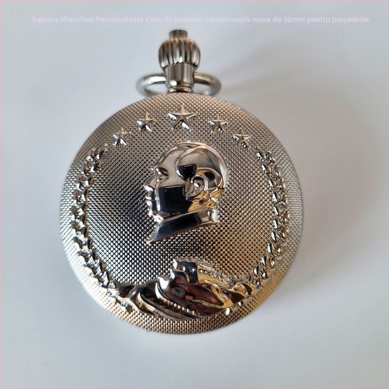 Ceas de buzunar antic, mișcare skeleton, mecanism automat complet, carcasă din aliaj, coroană spirală