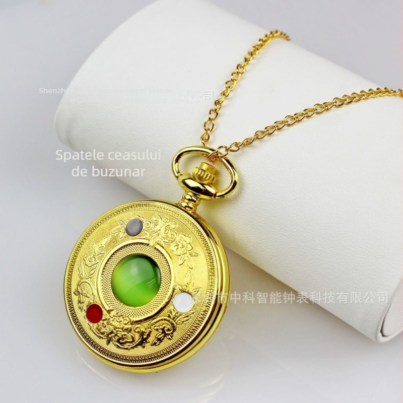 Ceas de buzunar luminos, cu cifre mari, stil vintage, capac rabatabil, purtat ca pandantiv unisex