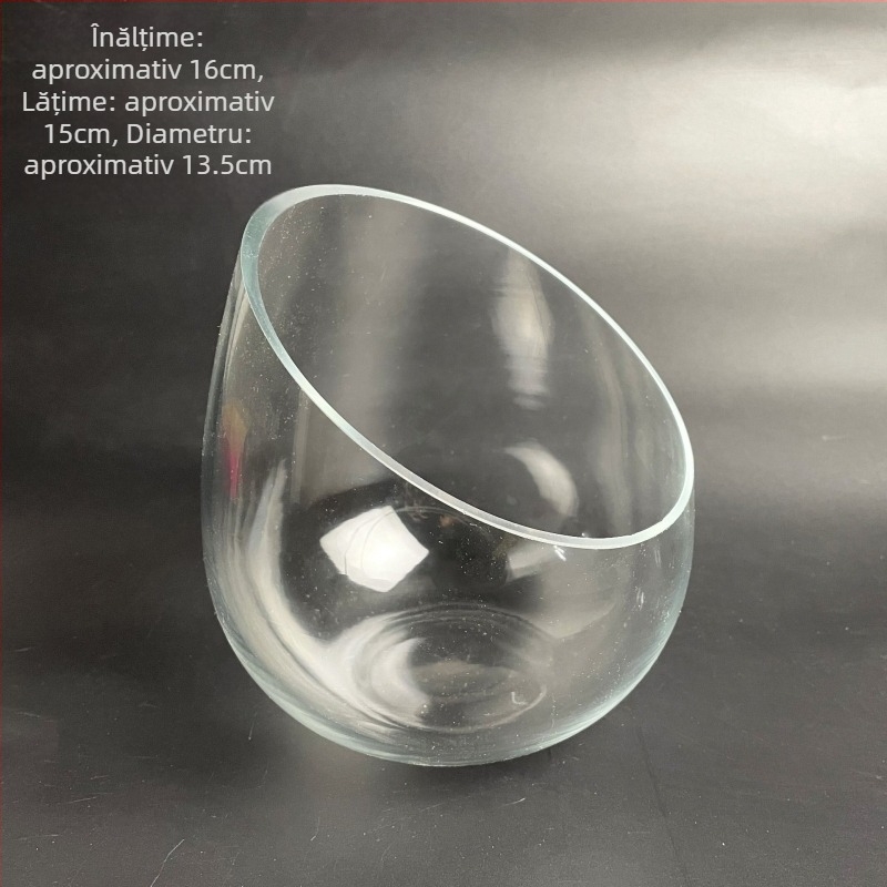 Sticluță din sticlă cu mușchi, peisaj ecologic în miniatură pentru acvariu cu pești aurii — deschidere rotundă, suculente; Brand: Small Space Big World; Ambalaj: carton; Afișare: pe suprafață