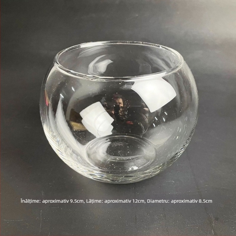 Sticluță din sticlă cu mușchi, peisaj ecologic în miniatură pentru acvariu cu pești aurii — deschidere rotundă, suculente; Brand: Small Space Big World; Ambalaj: carton; Afișare: pe suprafață