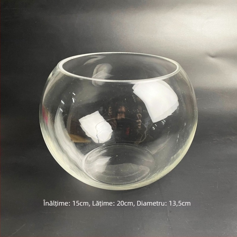 Sticluță din sticlă cu mușchi, peisaj ecologic în miniatură pentru acvariu cu pești aurii — deschidere rotundă, suculente; Brand: Small Space Big World; Ambalaj: carton; Afișare: pe suprafață