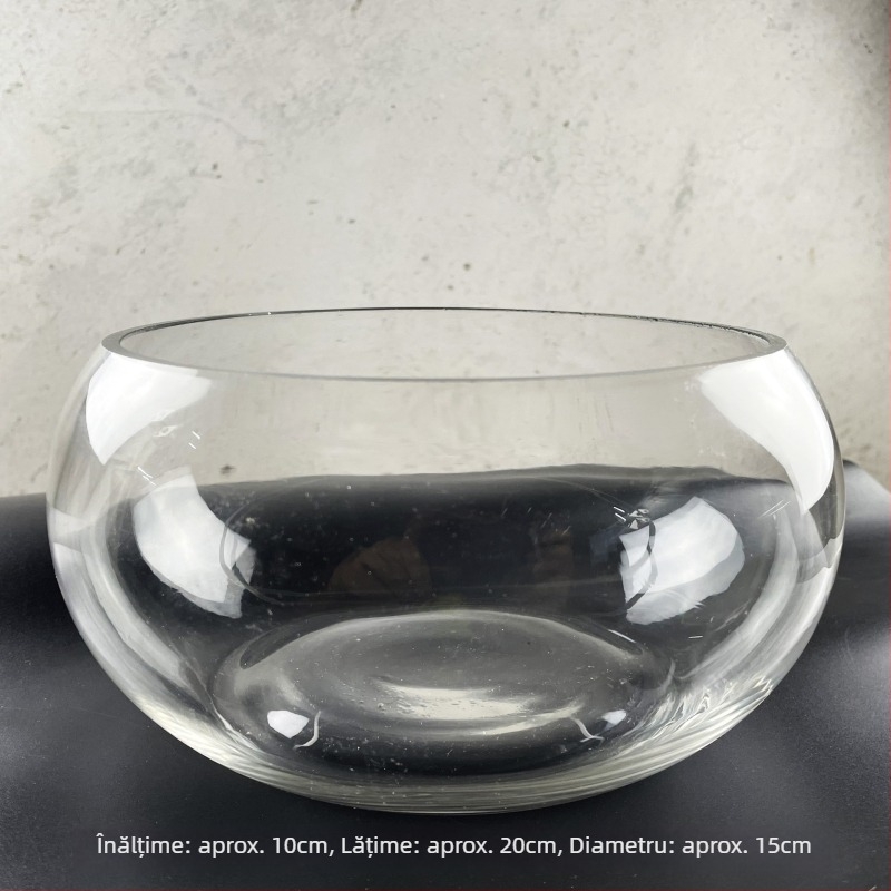 Sticluță din sticlă cu mușchi, peisaj ecologic în miniatură pentru acvariu cu pești aurii — deschidere rotundă, suculente; Brand: Small Space Big World; Ambalaj: carton; Afișare: pe suprafață