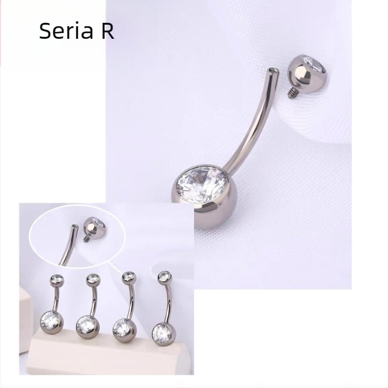 Piercing ombilical cu formă geometrică, aliaj de titan G23, zirconiu încrustat