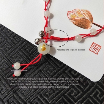 Colier de gleznă unisex cu Zodia Șarpelui, piatră luminoasă și clopoțel, în formă de șarpe