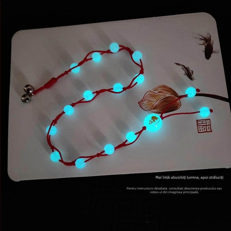 Colier de gleznă unisex cu Zodia Șarpelui, piatră luminoasă și clopoțel, în formă de șarpe