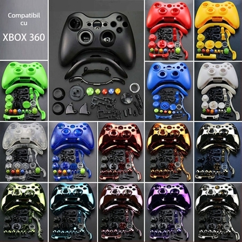 Carcasă pentru controler Xbox 360 fără fir – finisaj placat cu aur, set complet cu butoane (greutate 120 g)