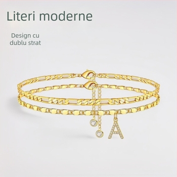 Gleznă cu litere pe două rânduri – bijuterii din cupru pentru femei, cu pietre artificiale placate cu aur, pandantiv