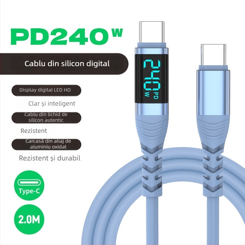 Yichen cablu de date Type-C încărcare rapidă 240W, lungime 1–2 m, 48V5A, 480 Mbps