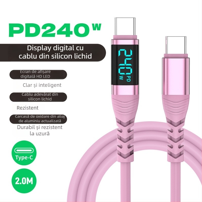 Yichen cablu de date Type-C încărcare rapidă 240W, lungime 1–2 m, 48V5A, 480 Mbps