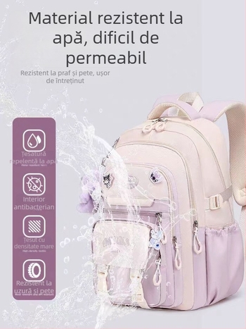 Ghiozdan pentru fetițe, capacitate mare, ultraușor, material Oxford, pentru clasele 3–4.