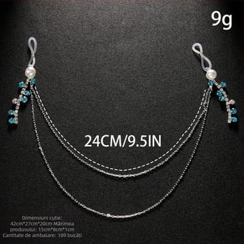 Lanț pentru corp cu perle și ciucuri din pietre Strass