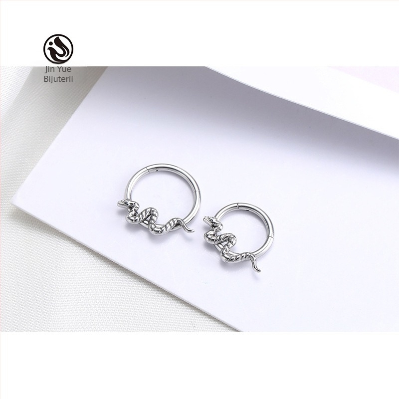 Inel nazal în formă de șarpe din titan G23, unisex, finisaj sculptural