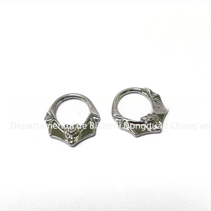 Inel nazal, titan G23, motiv liliac, unisex, piercing fără cusături, BBM113, seria Crazy Animal City, gravură inclusă