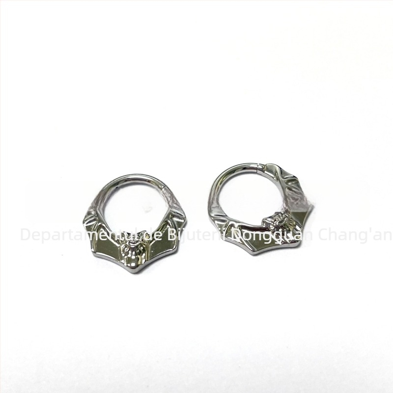 Inel nazal, titan G23, motiv liliac, unisex, piercing fără cusături, BBM113, seria Crazy Animal City, gravură inclusă