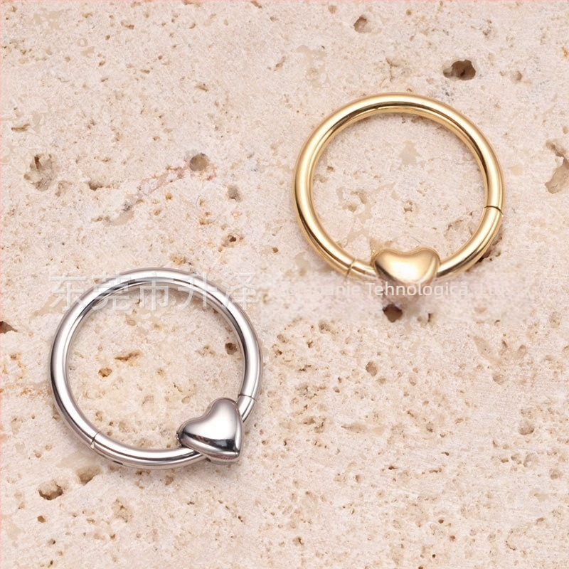 inel nazal inimă din aliaj de titan, anodizat, unisex, pentru piercing