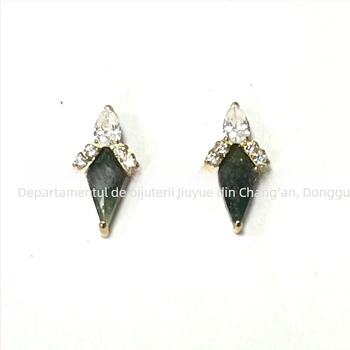 Studuri din aliaj de titan pentru urechi și buze, cu încrustație de diamante, design geometric, puritate G23