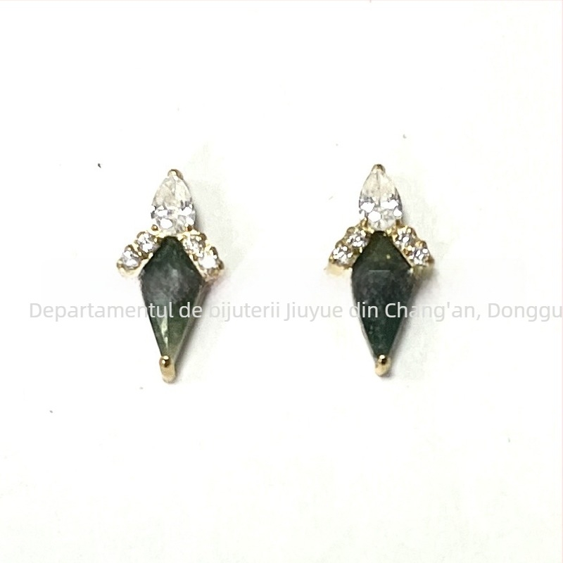 Studuri din aliaj de titan pentru urechi și buze, cu încrustație de diamante, design geometric, puritate G23