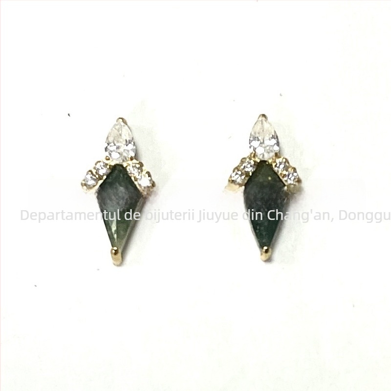 Studuri din aliaj de titan pentru urechi și buze, cu încrustație de diamante, design geometric, puritate G23