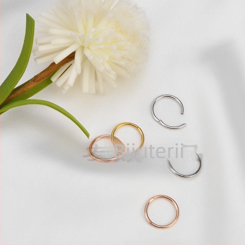 Inel pentru nas – Aliaj de titan F136 – Formă geometrică – Făcut manual – Unisex, stil simplu