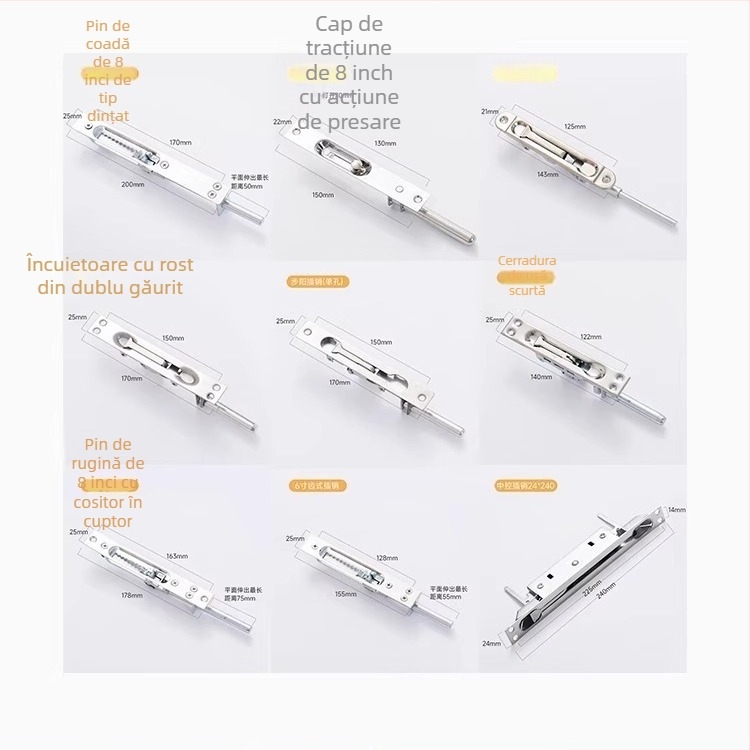 Încuietoare de ușă din oțel inoxidabil – Tip A, Model: Latch, Finisaj: tras prin fir, Stil: modern simplu