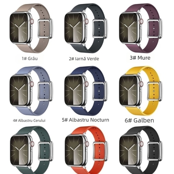 Bratara Apple Watch Series 9 — catarame magnetică, curea țesută twill, material degradabil (Compatibil cu Apple Watch Series 9; Material degradabil)