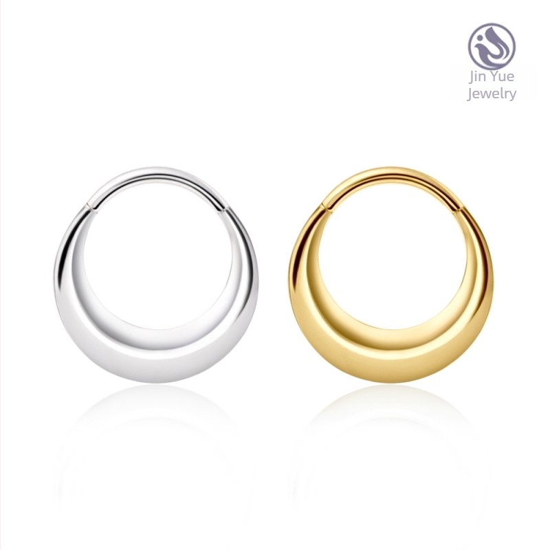 Inel nazal – aliaj titan, formă eliptică, gravat, Unisex, inel închis, fără sudură