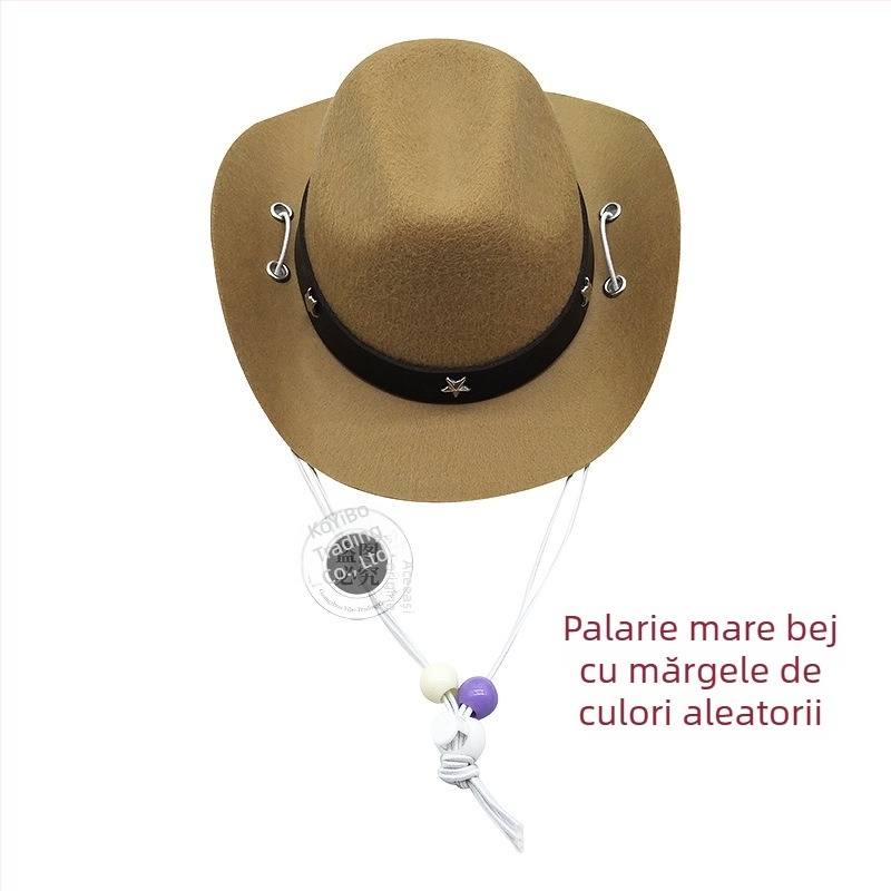 Jucărie pentru animale: pălărie de cowboy pentru pisici și câini, pălărie mică cu mărgele, pentru toate anotimpurile
