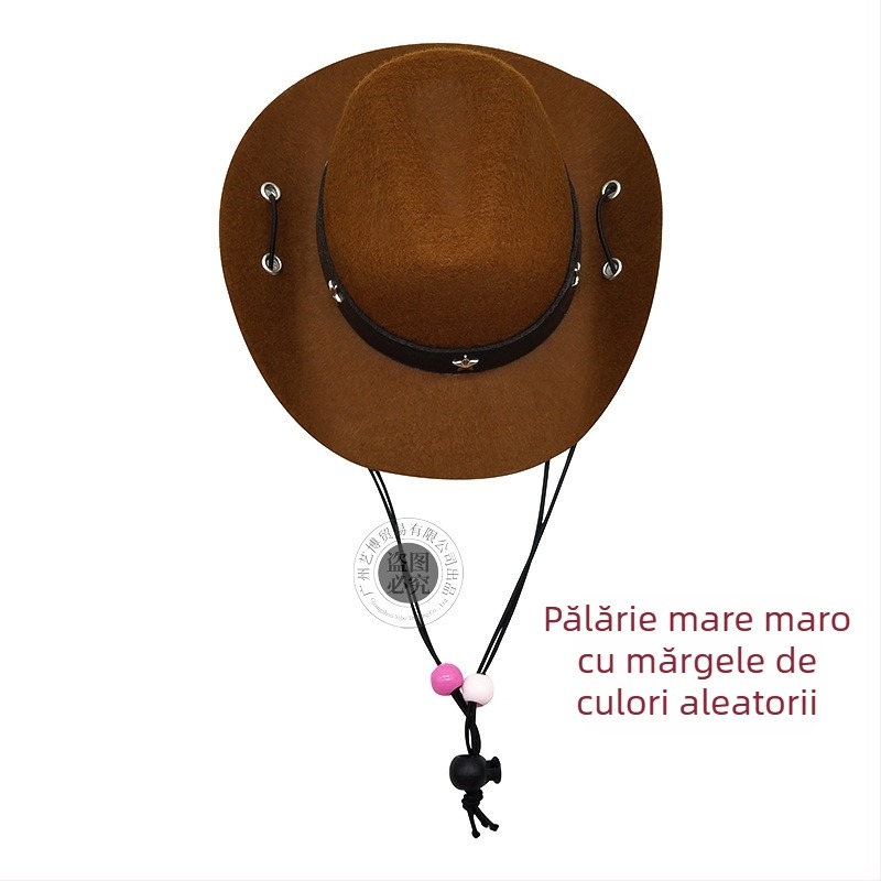Jucărie pentru animale: pălărie de cowboy pentru pisici și câini, pălărie mică cu mărgele, pentru toate anotimpurile