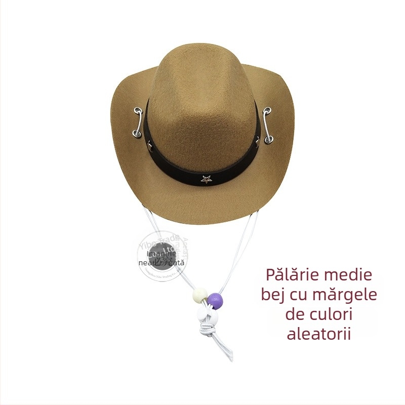 Jucărie pentru animale: pălărie de cowboy pentru pisici și câini, pălărie mică cu mărgele, pentru toate anotimpurile