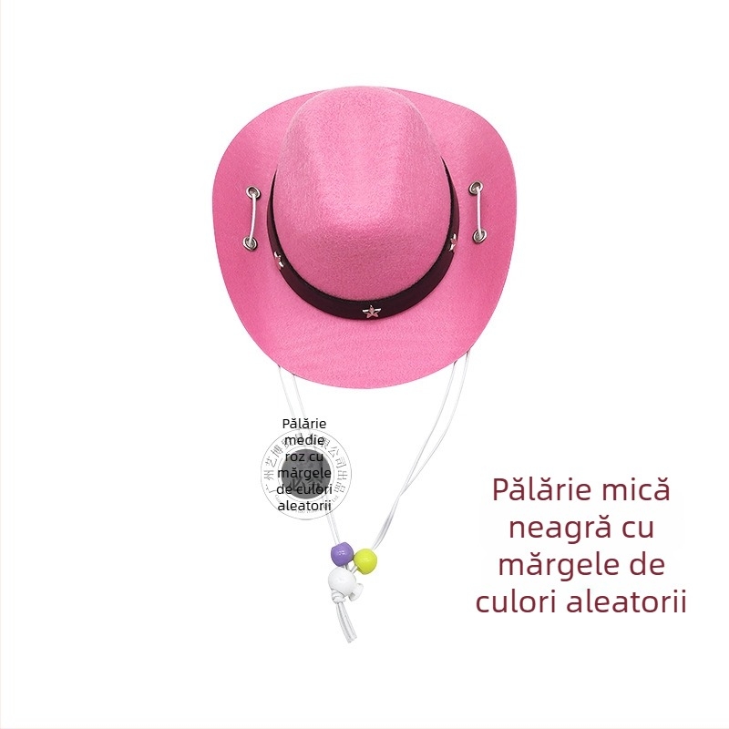 Jucărie pentru animale: pălărie de cowboy pentru pisici și câini, pălărie mică cu mărgele, pentru toate anotimpurile