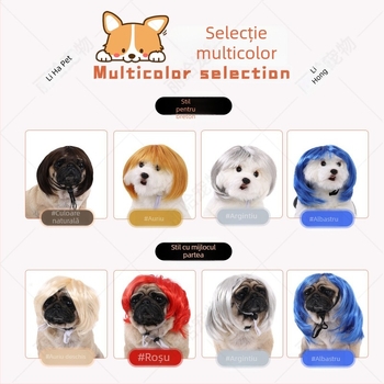 Liha Perucă pentru animale de companie (pisici și câini), stil desen animat, material: sârmă rezistentă la temperaturi înalte, utilizare universală