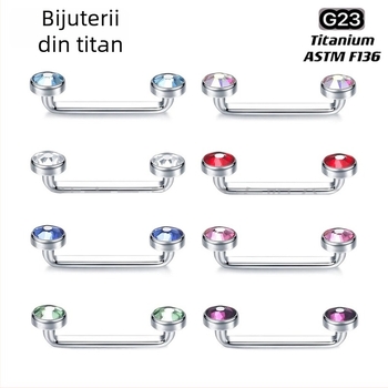 Dreamlee Nail Ti pentru grefă osoasă – Bijuterie de piercing unisex, formă geometrică, cu diamant ceh, puritate G23, finisaj lustruit