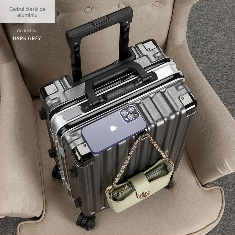 Bagaj de călătorie cu corp din fibră de carbon și cadru din aluminiu, închidere cu fermoar, impermeabil, extensibil