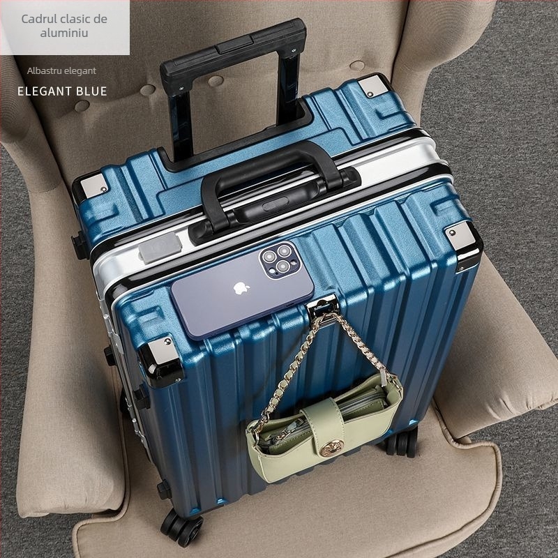 Bagaj de călătorie cu corp din fibră de carbon și cadru din aluminiu, închidere cu fermoar, impermeabil, extensibil
