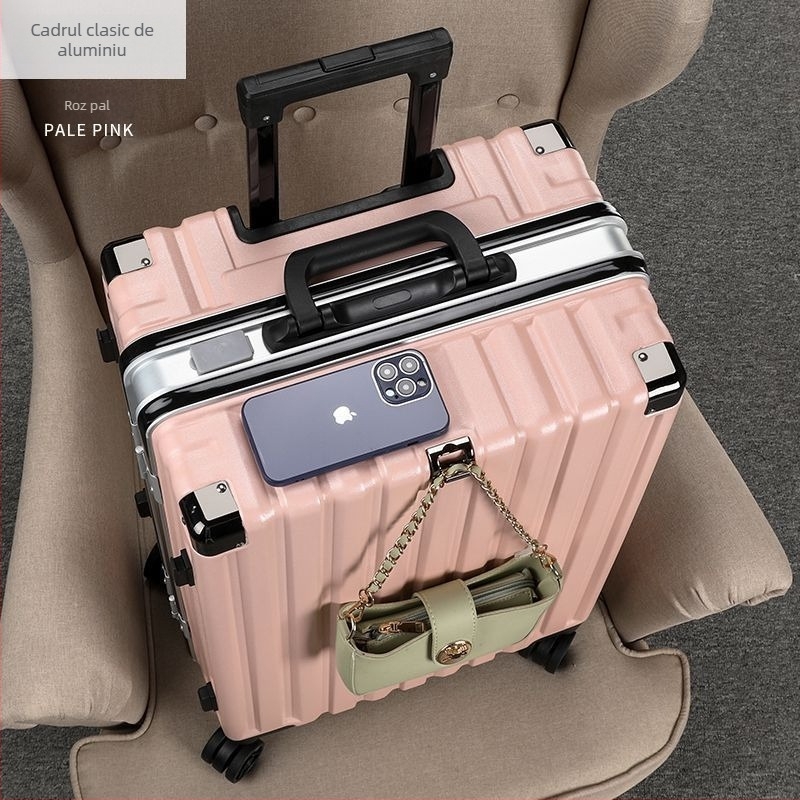 Bagaj de călătorie cu corp din fibră de carbon și cadru din aluminiu, închidere cu fermoar, impermeabil, extensibil