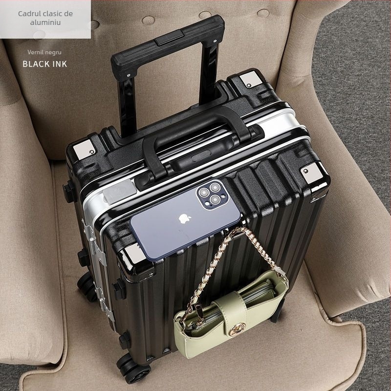 Bagaj de călătorie cu corp din fibră de carbon și cadru din aluminiu, închidere cu fermoar, impermeabil, extensibil