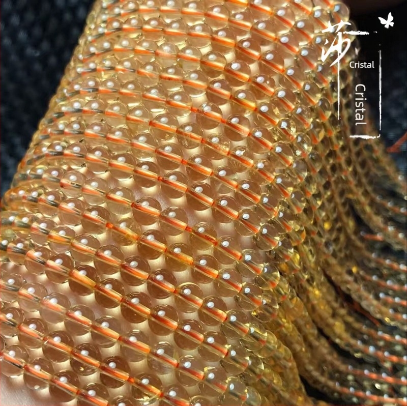 Mărgele libere din citrin natural, rotunde, pentru mărgele și bijuterii DIY (Citrin natural; Rotunde; Pentru bijuterii DIY)