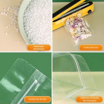 Geantă cu fund plat, auto-sigilantă, ambalaj alimentar transparent mat pentru ceai și gustări uscate, brand Dehao, material: material nou, lungime de sigilare 2–4 cm