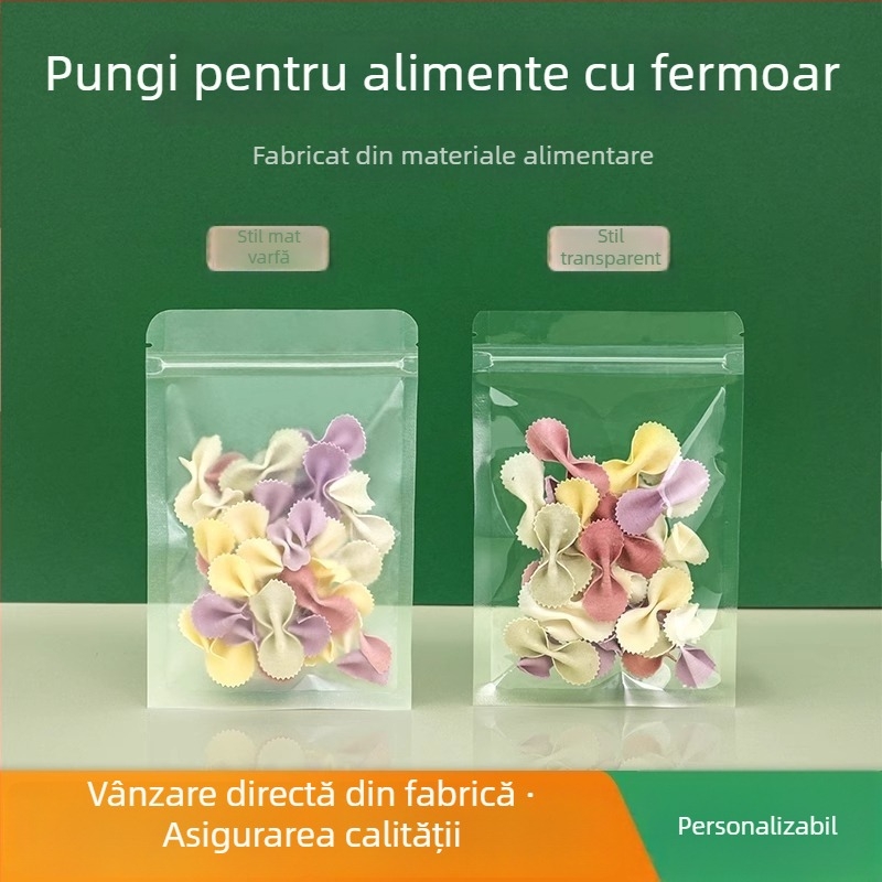 Geantă cu fund plat, auto-sigilantă, ambalaj alimentar transparent mat pentru ceai și gustări uscate, brand Dehao, material: material nou, lungime de sigilare 2–4 cm
