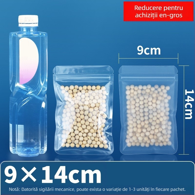 Geantă cu fund plat, auto-sigilantă, ambalaj alimentar transparent mat pentru ceai și gustări uscate, brand Dehao, material: material nou, lungime de sigilare 2–4 cm