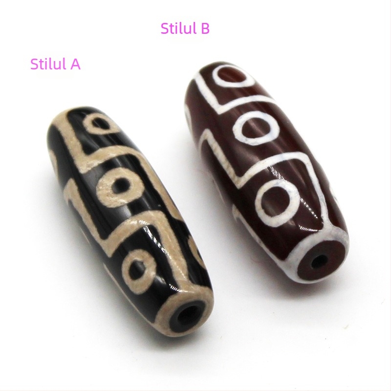 Mărgele baril din agat cu nouă ochi, pandantiv DIY pentru colier, lustruite, model QT