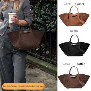 Demellier Wing Bag, Geantă Tote din piele naturală, închidere magnetică, formă orizontală pătrată, buzunar pentru telefon și documente, căptușeală Oxford, cu o curea de umăr