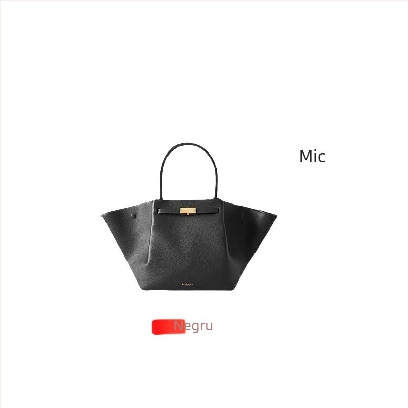 Demellier Wing Bag, Geantă Tote din piele naturală, închidere magnetică, formă orizontală pătrată, buzunar pentru telefon și documente, căptușeală Oxford, cu o curea de umăr