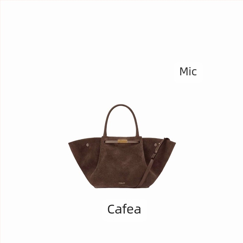 Demellier Wing Bag, Geantă Tote din piele naturală, închidere magnetică, formă orizontală pătrată, buzunar pentru telefon și documente, căptușeală Oxford, cu o curea de umăr