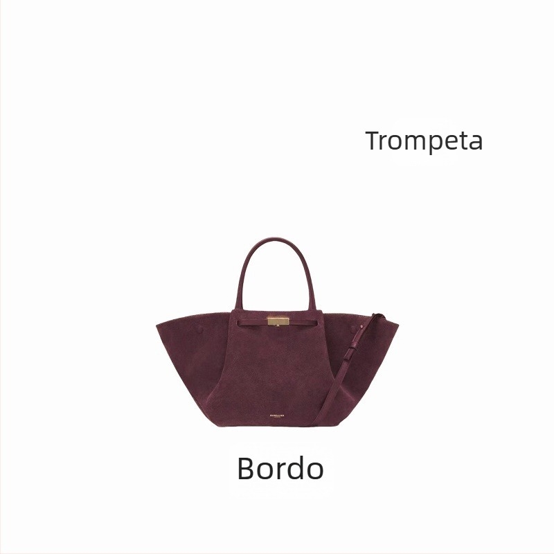 Demellier Wing Bag, Geantă Tote din piele naturală, închidere magnetică, formă orizontală pătrată, buzunar pentru telefon și documente, căptușeală Oxford, cu o curea de umăr