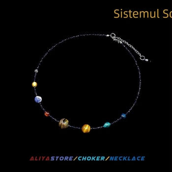 Colier cu mărgele geometrice, materiale mixte, țesut, pandantiv din argint, unisex, primăvara 2025, stil vânt rece