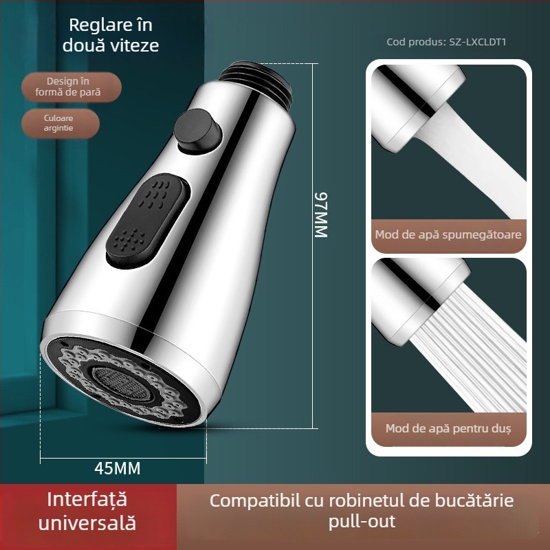 Extensor pentru robinet de bucătărie, cu miez ceramic, corp ABS, montaj prin învârtire, intrare/ieșire Ø0.4, șa a ventilului Ø1.0