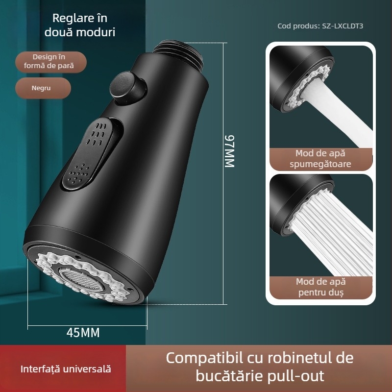 Extensor pentru robinet de bucătărie, cu miez ceramic, corp ABS, montaj prin învârtire, intrare/ieșire Ø0.4, șa a ventilului Ø1.0